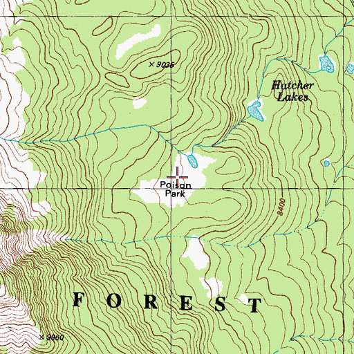 Topographic Map of Poison Park, CO