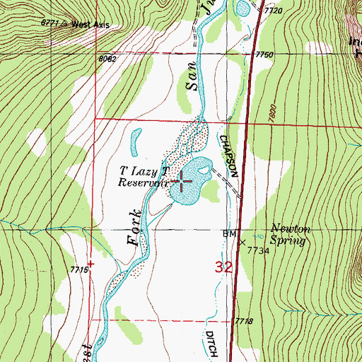 Topographic Map of T Lazy T Reservoir, CO