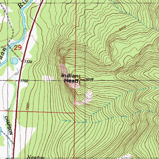Topographic Map of Indian Head, CO