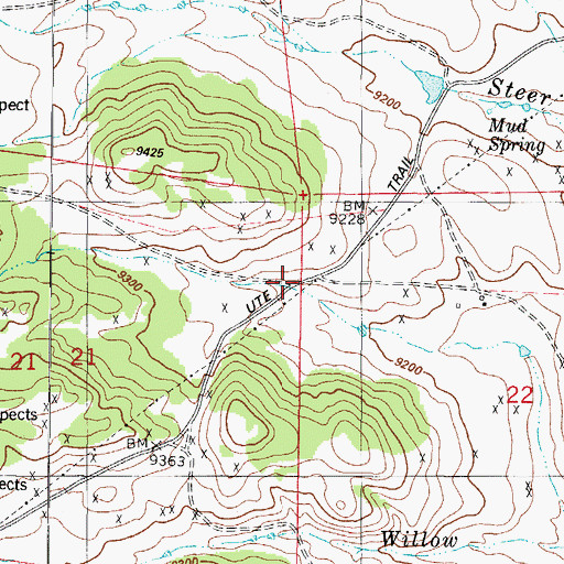 Topographic Map of Ute Trail, CO