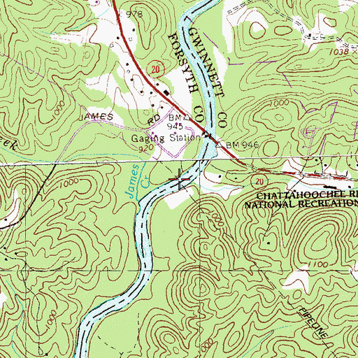 Topographic Map of Fish Weir Shoals, GA
