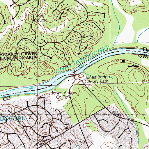 Topographic Map of Jones Bridge Shoals, GA
