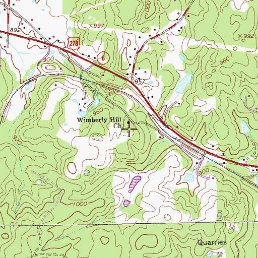 Topographic Map of Wimberly Hill Baptist Church Cemetery, GA