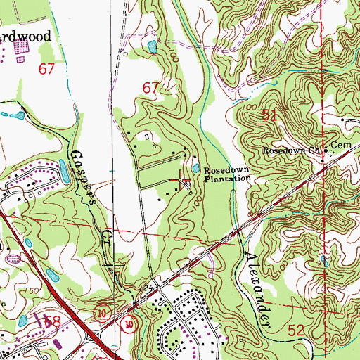 Topographic Map of Rosedown Plantation State Historic Site, LA