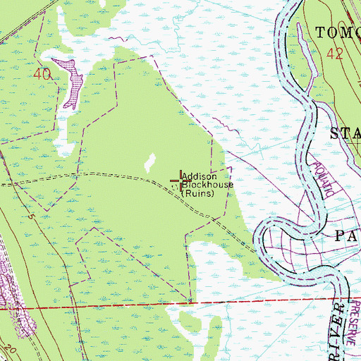 Topographic Map of Addison Blockhouse Historic State Park, FL