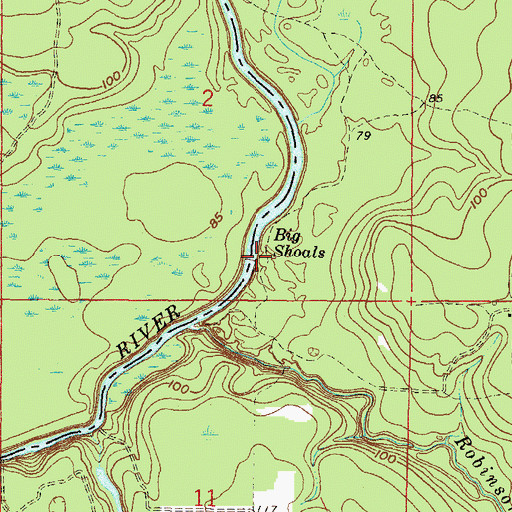 Topographic Map of Big Shoals State Park, FL