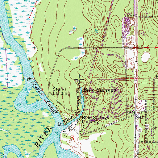 Topographic Map of Blue Spring State Park, FL