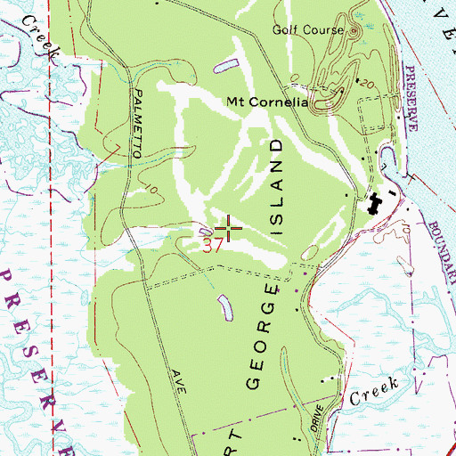 Topographic Map of Fort George Island Cultural State Park, FL