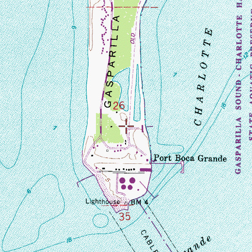 Topographic Map of Gasparilla Island State Park, FL