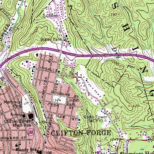 Topographic Map of Clifton Forge East District, VA