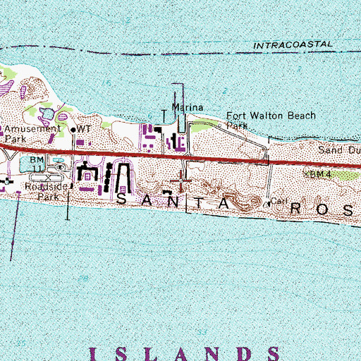 Topographic Map of Henderson Beach State Recreation Area, FL
