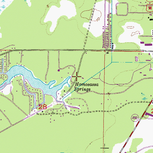 Topographic Map of Homosassa Springs Wildlife State Park, FL