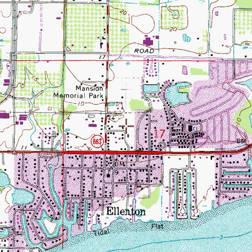 Topographic Map of Judah P Benjamin Confederate Memorial at Gamble Plantation Historic State Park, FL