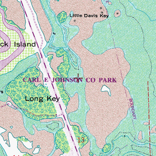 Topographic Map of Carl E Johnson County Park (historical), FL