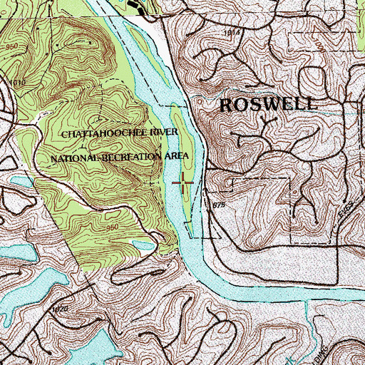 Topographic Map of Island Bar Shoals, GA
