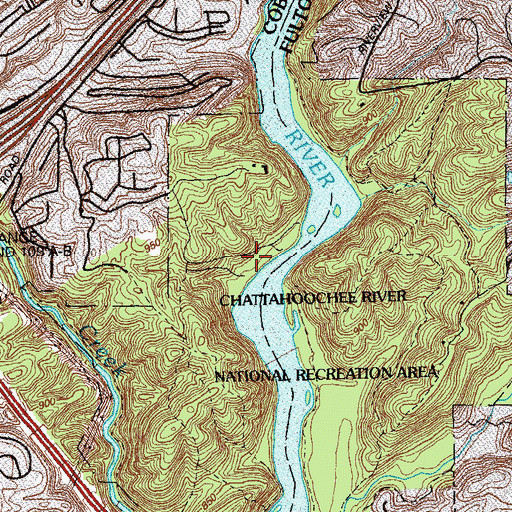 Topographic Map of Thornton Shoals, GA