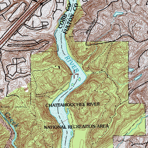 Topographic Map of Devils Race Course Shoals, GA