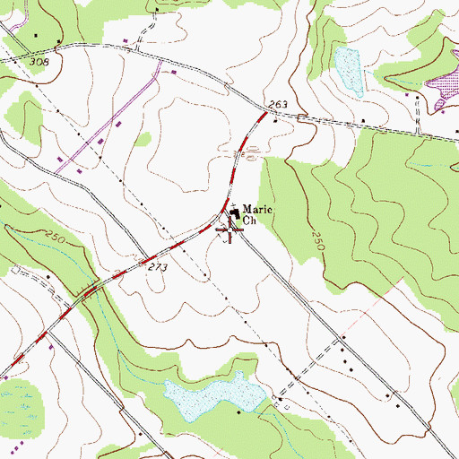 Topographic Map of Marie Cemetery, GA