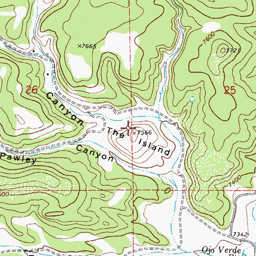 Topographic Map of The Island, CO