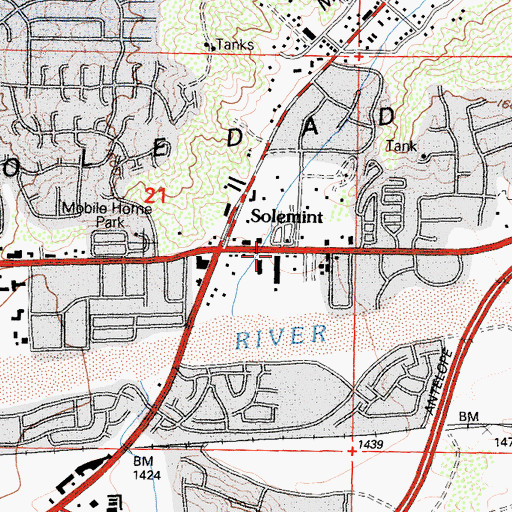 Topographic Map of Canyon Country Post Office, CA