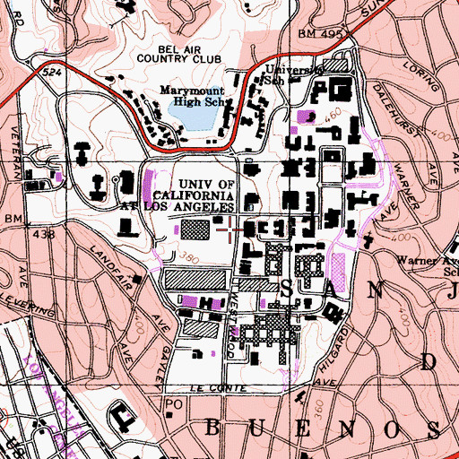 Topographic Map of University of California Los Angeles Post Office, CA
