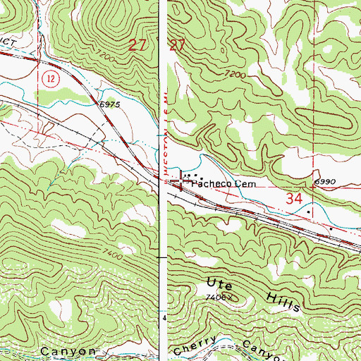 Topographic Map of Pacheca Cemetery, CO