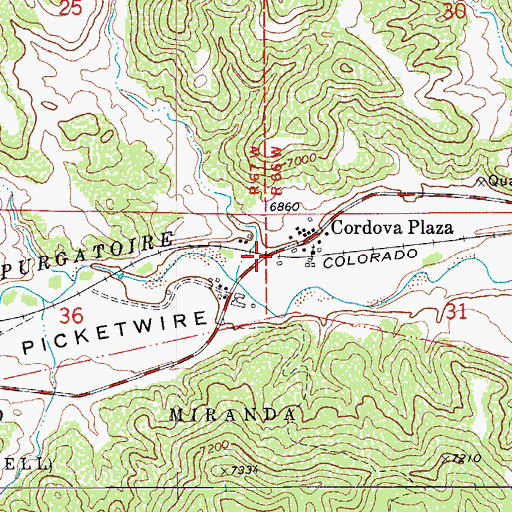 Topographic Map of Cordova Plaza, CO