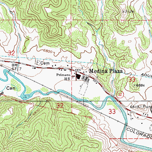 Topographic Map of Primero High School, CO