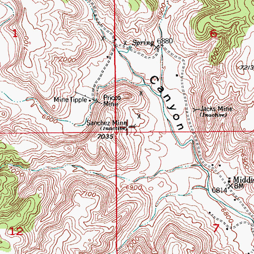 Topographic Map of Sanchez Mine, CO