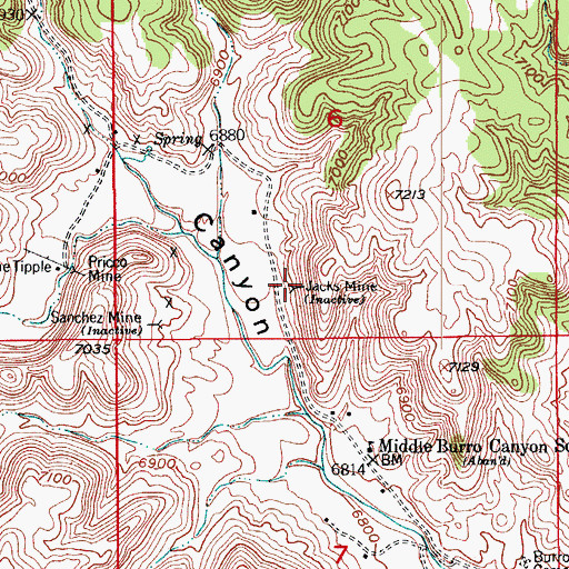 Topographic Map of Jacks Mine, CO