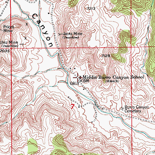 Topographic Map of Middle Burro Canyon School, CO