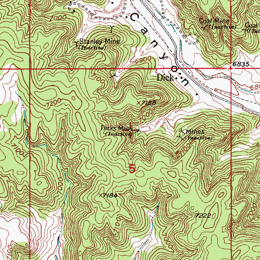 Topographic Map of Dicks Mine, CO