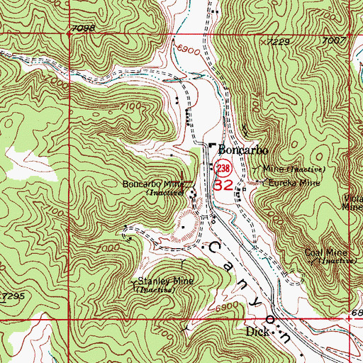 Topographic Map of Boncarbo Mine, CO