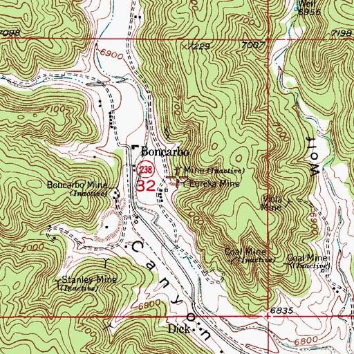 Topographic Map of Eureka Mine, CO