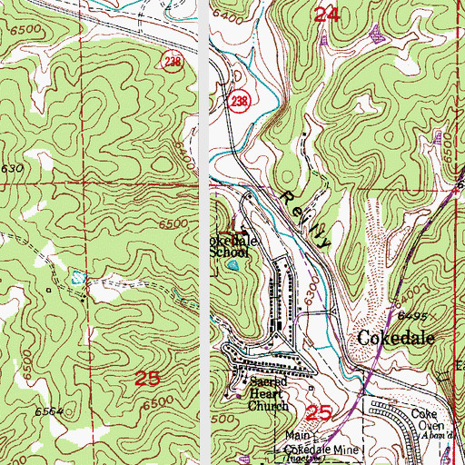 Topographic Map of Cokedale School, CO