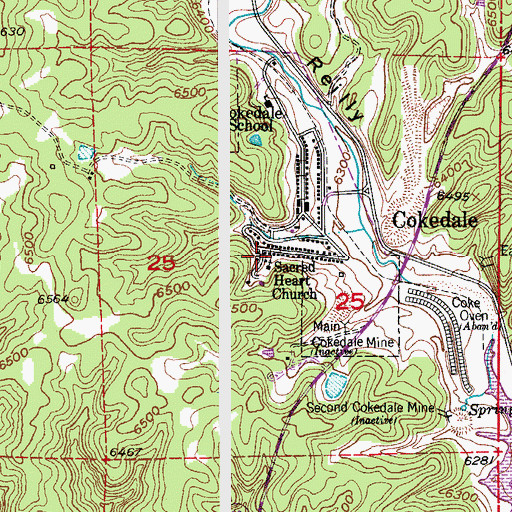 Topographic Map of Sacred Heart Church, CO