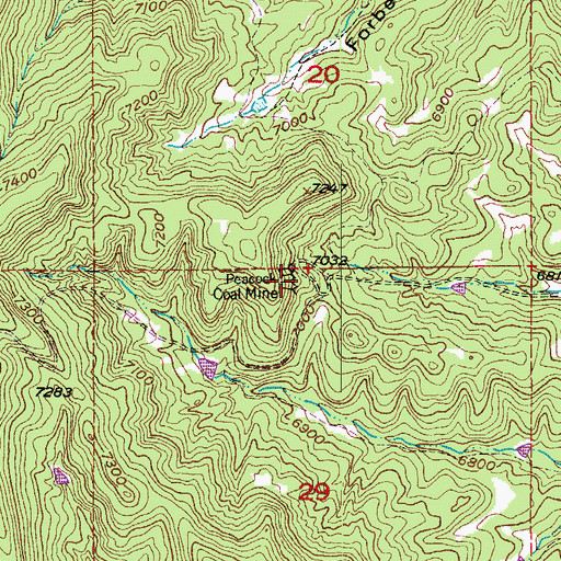 Topographic Map of Peacock Coal Mine, CO