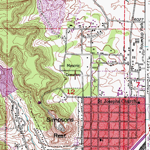 Topographic Map of Masonic Cemetery, CO