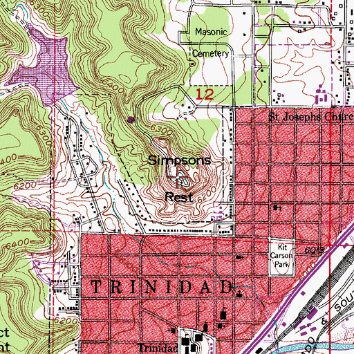 Topographic Map of Simpsons Rest, CO