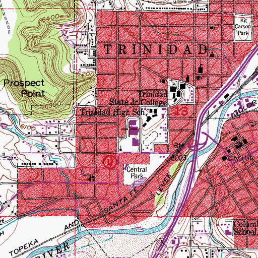 Topographic Map of Trinidad High School, CO