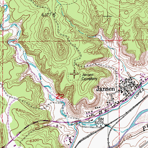 Topographic Map of Jansen Cemetery, CO