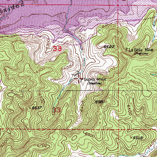 Topographic Map of Sopris Mine, CO