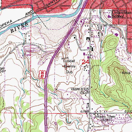 Topographic Map of Trinidad Country Club, CO