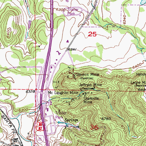 Topographic Map of Stevens Mine, CO