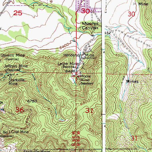Topographic Map of Moore Mine, CO
