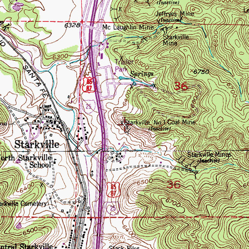 Topographic Map of Starkville Number 1 Coal Mine, CO