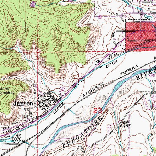 Topographic Map of Lopez Ditch, CO