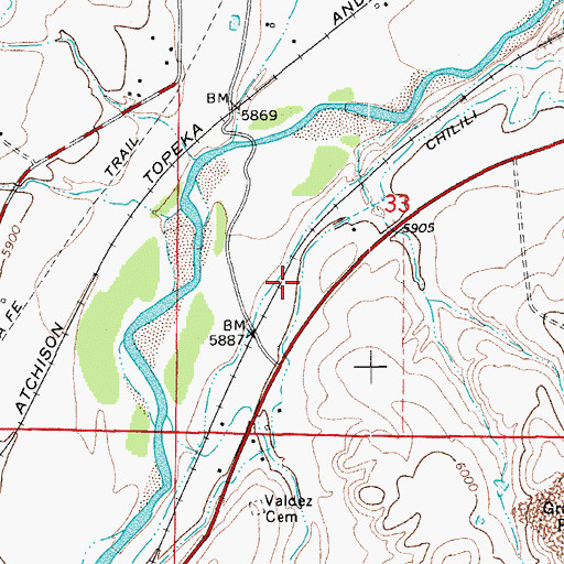 Topographic Map of Chilili Ditch, CO