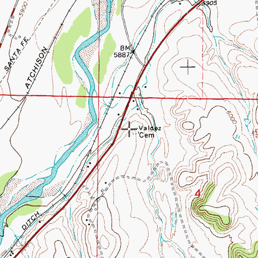 Topographic Map of Valdez Cemetery, CO
