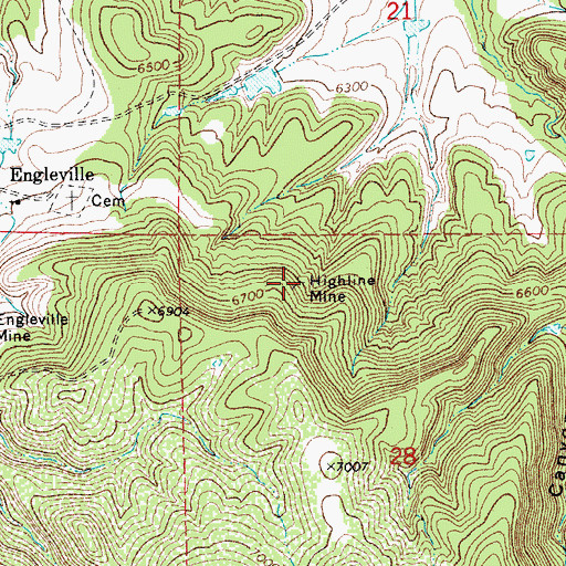 Topographic Map of Highline Mine, CO